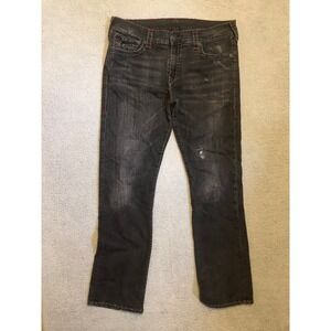 Vtg 2000s True Religion Ricky Black‎ Red Stitch Jeans Mens 38 Made in USA Y2K